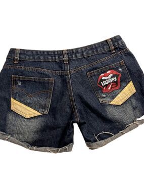 Kang Kang Fu Shi denim shorts patchwork pockets size L